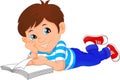 Cute little boy reading book Royalty Free Stock Photo