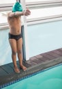 Cute little boy ready to dive in the pool Royalty Free Stock Photo