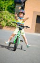 Cute little boy riding bicycle Royalty Free Stock Photo