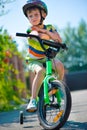 Cute little boy riding bicycle Royalty Free Stock Photo