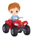 Vector Cartoon Boy Riding Quad Bike Royalty Free Stock Photo