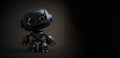 Cute little boy robot in black color on black