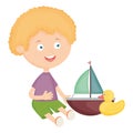 Cute little boy with sailboat and ducky Royalty Free Stock Photo