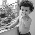 Cute little boy Shivaay sapra at home balcony during summer time, Sweet little boy photoshoot during day light, Little boy Royalty Free Stock Photo