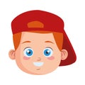 Cute little boy student with sport cap head character