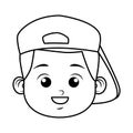 Cute little boy student with sport cap head line style