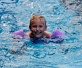 Cute little boy in swimming pool Royalty Free Stock Photo