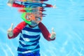 Cute little boy swimming underwater Royalty Free Stock Photo