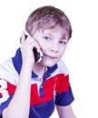 Cute little boy talking on cell phone Royalty Free Stock Photo