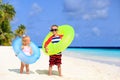 Cute little boy and toddler girl play on beach Royalty Free Stock Photo