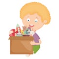 Cute little boy with toys box Royalty Free Stock Photo