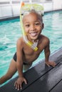 Cute little boy wearing snorkel and goggles Royalty Free Stock Photo