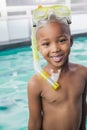 Cute little boy wearing snorkel and goggles Royalty Free Stock Photo