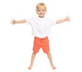 Cute little boy on white background