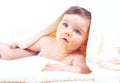 Cute little boy in white towels after bath Royalty Free Stock Photo