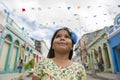 Cute little Brazilian girl smiling during `Festa Junina`