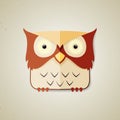 Cute little brown and light yellow cartoon owl