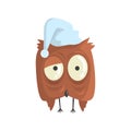 Cute little brown sleepy chick bird standing colorful character vector Illustration Royalty Free Stock Photo