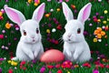 Cute little bunnies with Easter egg Royalty Free Stock Photo