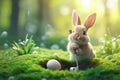 Cute little bunny playing golf. Royalty Free Stock Photo
