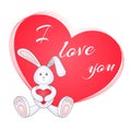 Cute little bunny with red heart