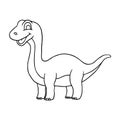 Cute Little Cartoon Baby Dinosaur - Diplodocus outline. Vector