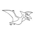 Cute Little Cartoon Baby Dinosaur - Pterodon outline. Vector