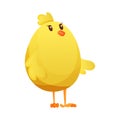 Cute little cartoon chick waiting something isolated on a white background. Funny yellow chicken. Vector illustration of Royalty Free Stock Photo