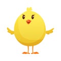 Cute little cartoon chick waiting something isolated on a white background. Funny yellow chicken. Vector illustration of Royalty Free Stock Photo