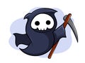 cute little cartoon death, halloween character, vector illustration