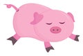 Cute little cartoon piggie sleeping, vector or color illustration