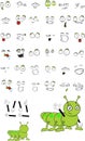 Cute little caterpillar cartoon expressions set Royalty Free Stock Photo