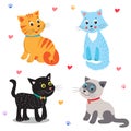 Cute little cats, vector cartoon illustration.