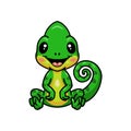 Cute little chameleon cartoon sitting