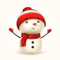 Cute little cheerful snowman. Isolated Royalty Free Stock Photo