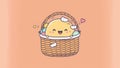 Cute little chibi basket Cartoon happy drawn characters