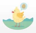 cute little chick thinking in egg painted in the camp Royalty Free Stock Photo
