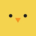 Cute little chick, square cartoon vector illustration