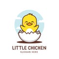 Cute little chicken with egg logo