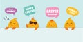 Cute little chicks bunner with greeting speech bubbles- Vector Royalty Free Stock Photo