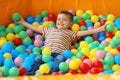 Cute little child playing in ball pit Royalty Free Stock Photo