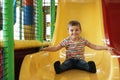 Cute little child playing at indoor park Royalty Free Stock Photo