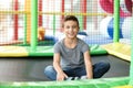 Cute little child playing at indoor park Royalty Free Stock Photo