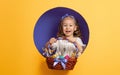 Girl with painted eggs Royalty Free Stock Photo