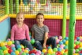 Cute little children playing in ball pit Royalty Free Stock Photo