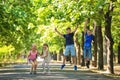 Cute little children playing in green park Royalty Free Stock Photo