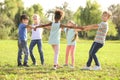 Cute little children playing outdoors