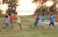 Cute little children playing outdoors Royalty Free Stock Photo