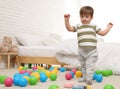 Cute little children playing with toys on floor Royalty Free Stock Photo