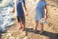 Cute little children with sea shells on beach Royalty Free Stock Photo